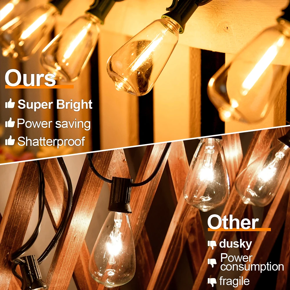 ST38 LED سلسلة ضوء الشمس عكس الضوء في الهواء الطلق شاتيربروف حديقة تعمل بالطاقة الشمسية سلسلة أضواء مع البعيد بيسترو مقهى التخييم ديسمبر #5