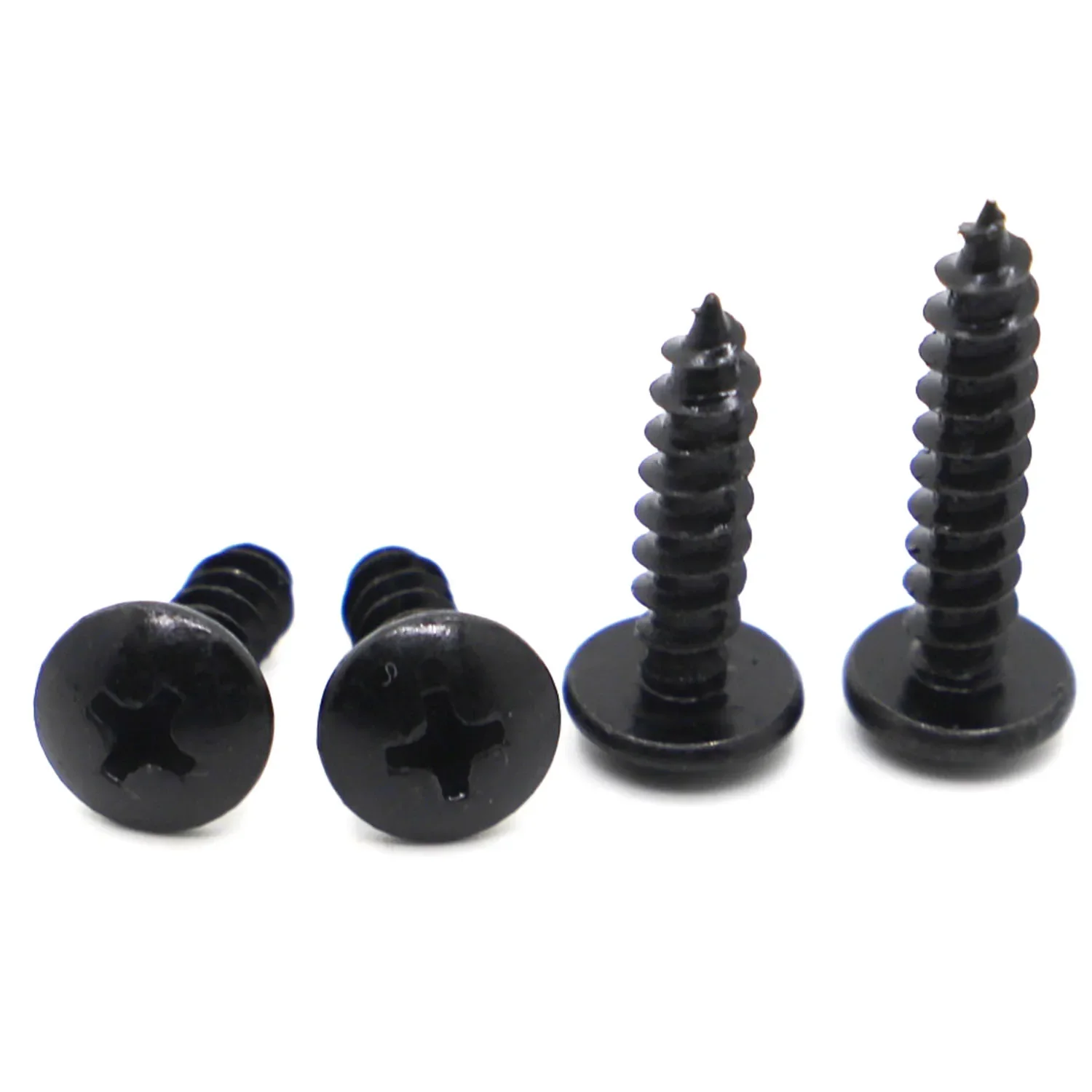 10/50pcs M3 M3.5 M4 M5 M6 Black Cabon Steel Phillips Truss Head Cross Recessed Mushroom Head Self Tapping Screws