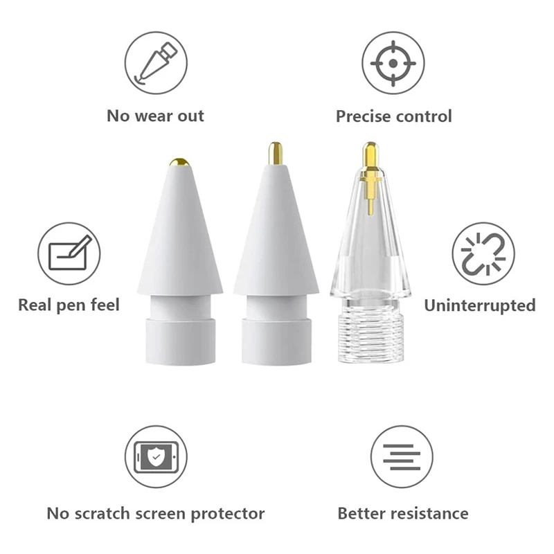 3 Pack Pencil Tips For Apple Pencil ,3 Styles No Wear Out Fine Point Precise Control Compatible With Apple Pencil Tip