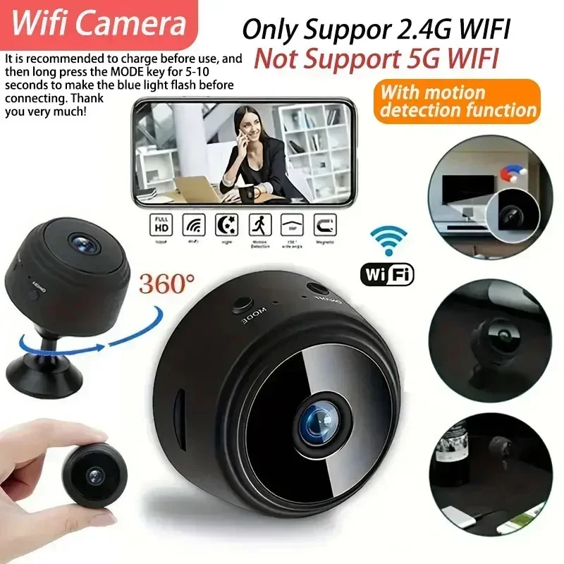 

WiFi Wireless 1080P Smart Home Remote View Video Mini HD Night Vision Monitoring Security Protection Camera Surveillance Camera