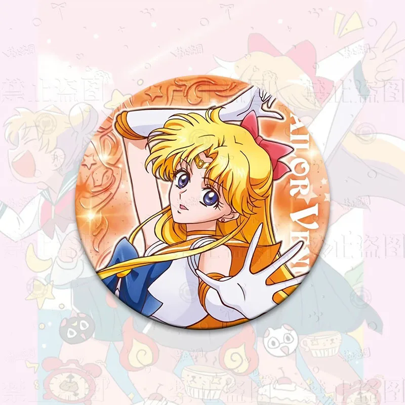 Sailor Moon Anime Button Pin Usagi Ami Rei Makoto Minako Cartoon Brooch Badges for Backpack Accessories Decor Gift Fans Collect