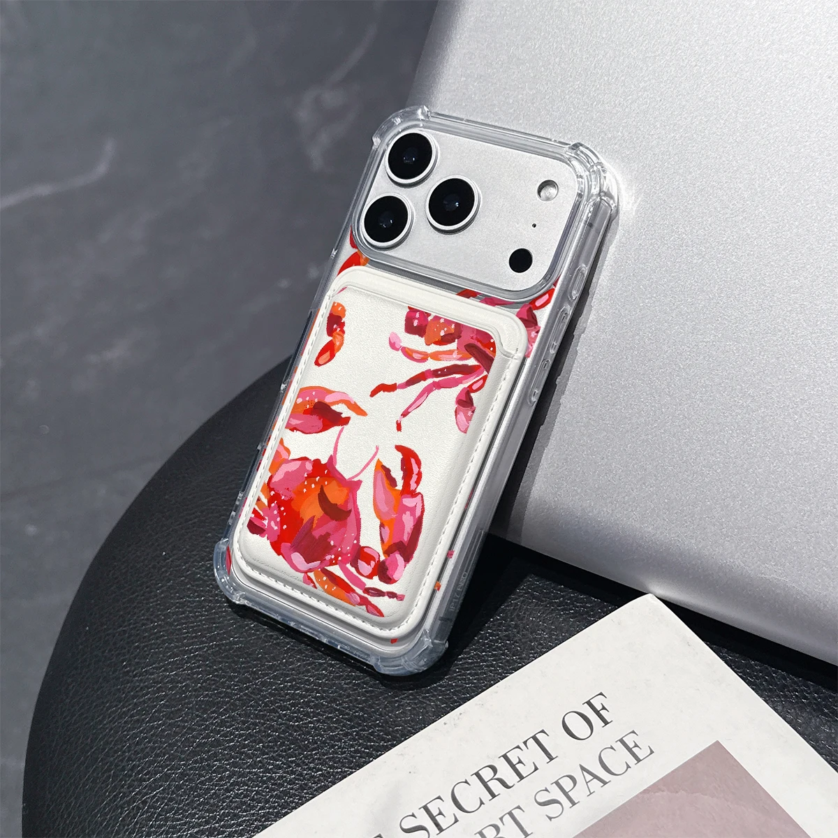 Art Red Crab Phone Case For iPhone 17 16 15 14 13 Pro Max Plus Wallet Pocket Transparent Soft TPU for Magnetic Phone Case view 5