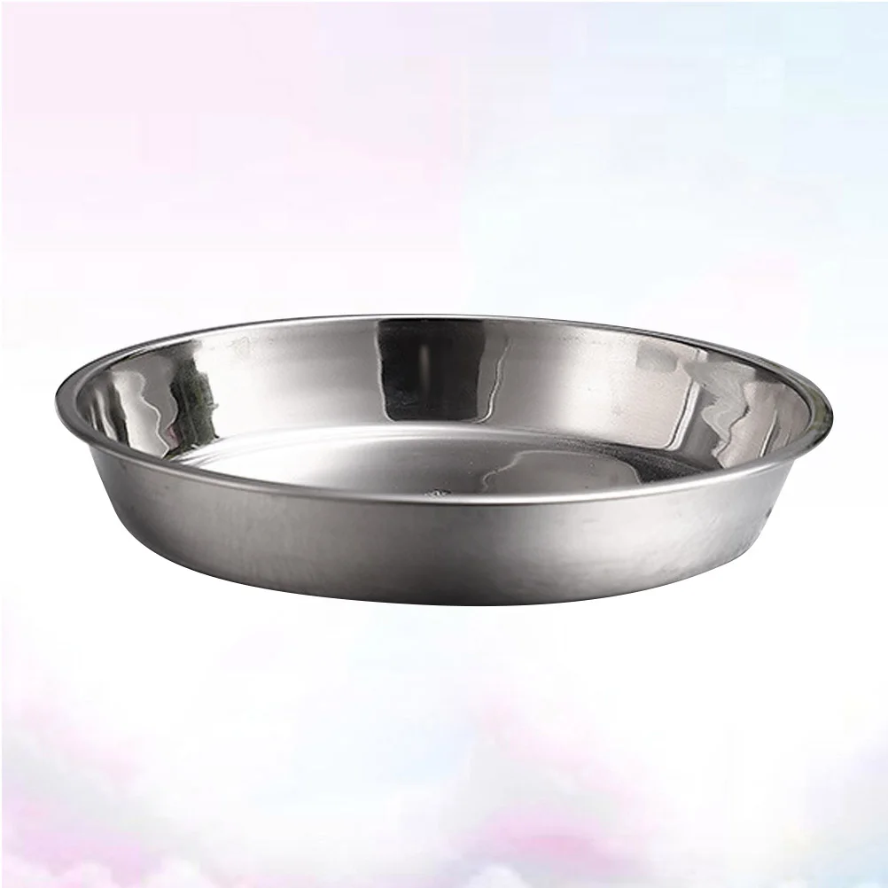 

Travel Cutlery Round Plate Fruit Dish Cake Baking Pan Stainless Steel Silver Child