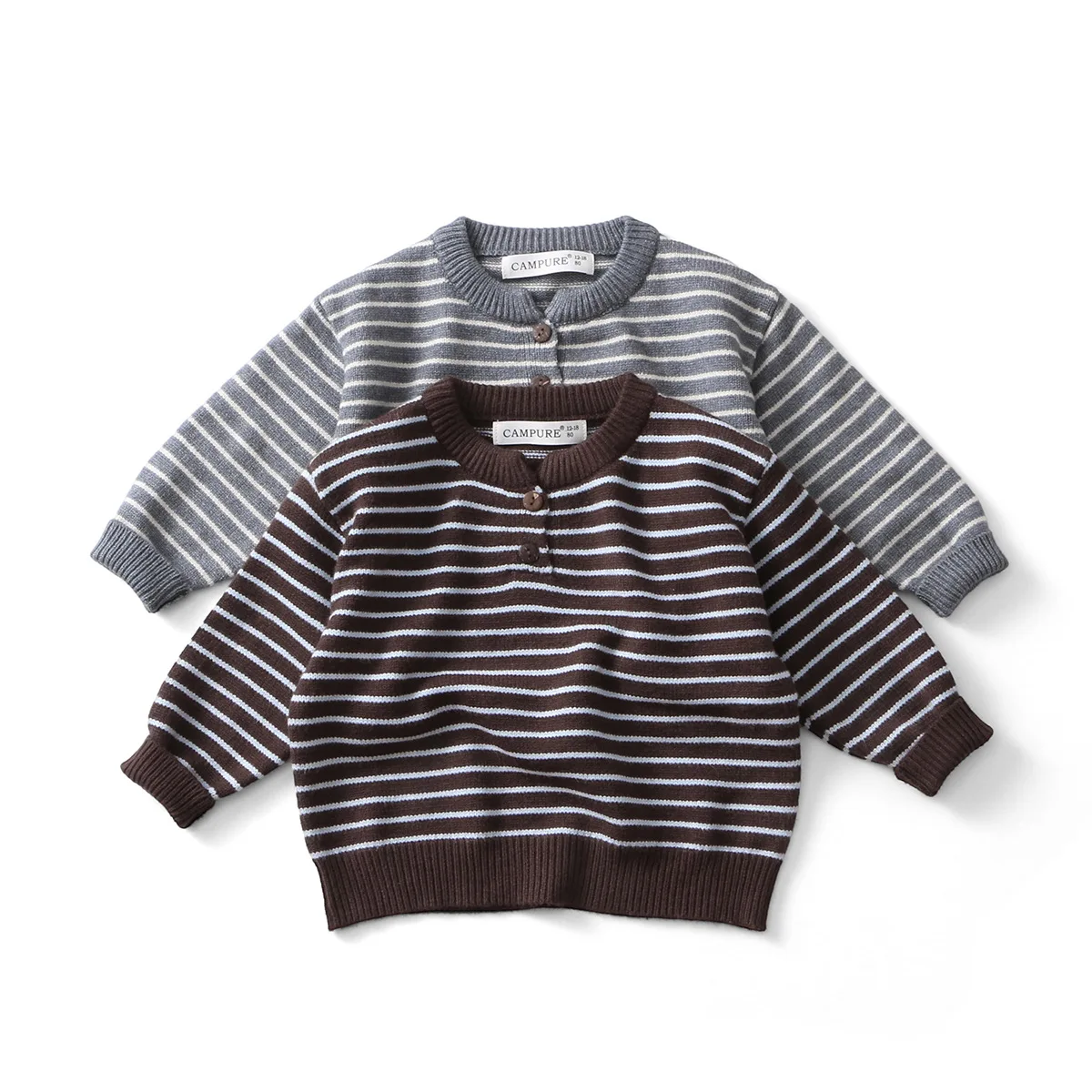 

Autumn Winter Kids Clothes Fashion Striped Girls Baby O-Neck Sweater 1-6T Korean-style Boys Loose Warm Knit Pullover
