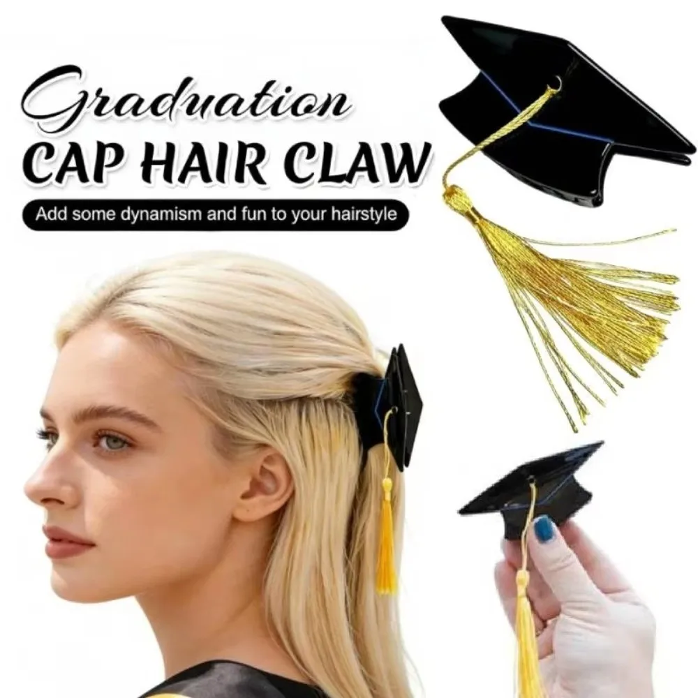 

Креативная заколка для волос в виде выпускной шапочки с милыми желтыми кисточками, женская заколка-шпилька для выпускного, портативный головной убор в виде шапочки выпускника