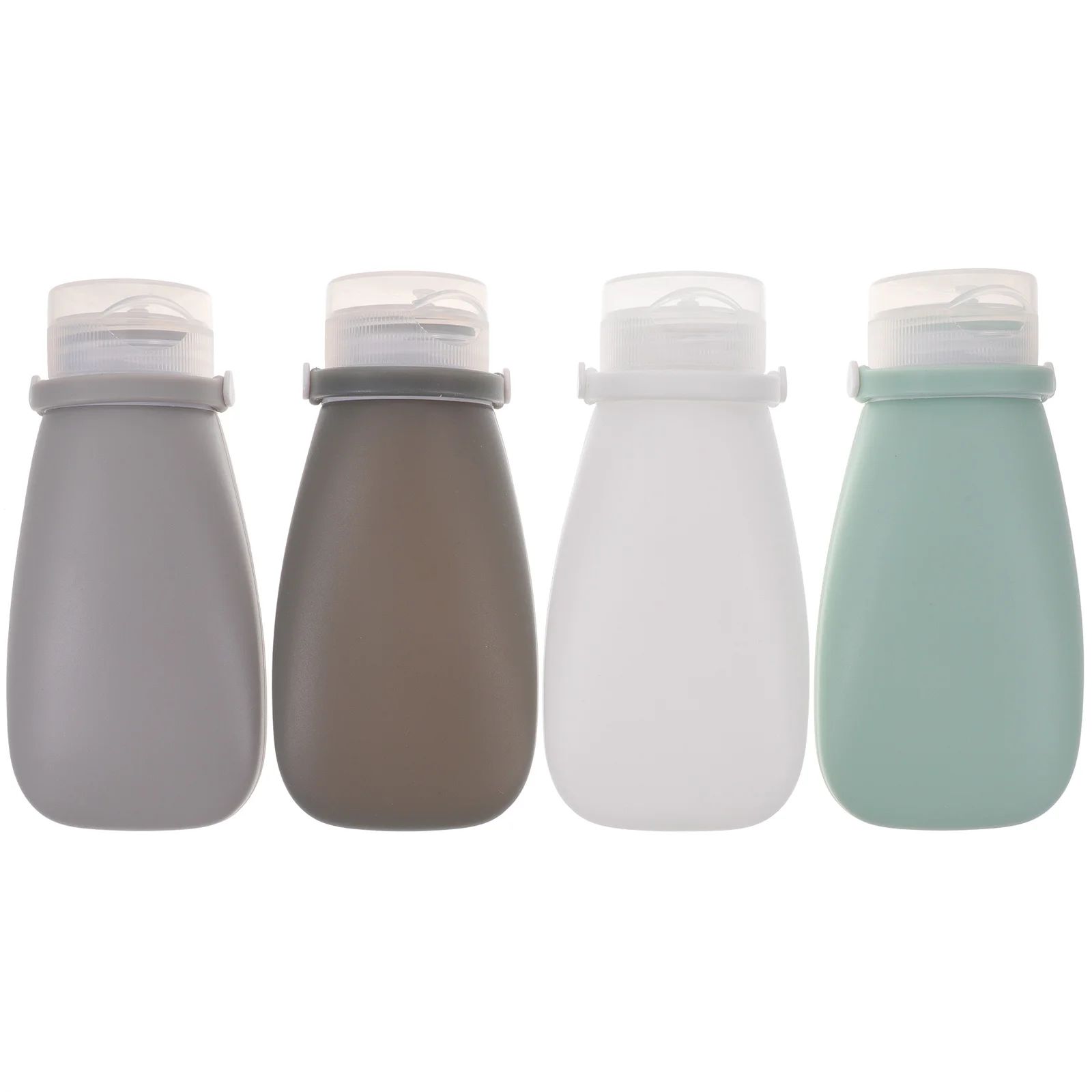 ขวดซิลิโคนสำหรับเดินทาง 4 ชิ้น ป้องกันการรั่วซึม เติมได้ บีบได้ สำหรับใส่โลชั่น แชมพู ขวดพกพาขนาดเล็ก