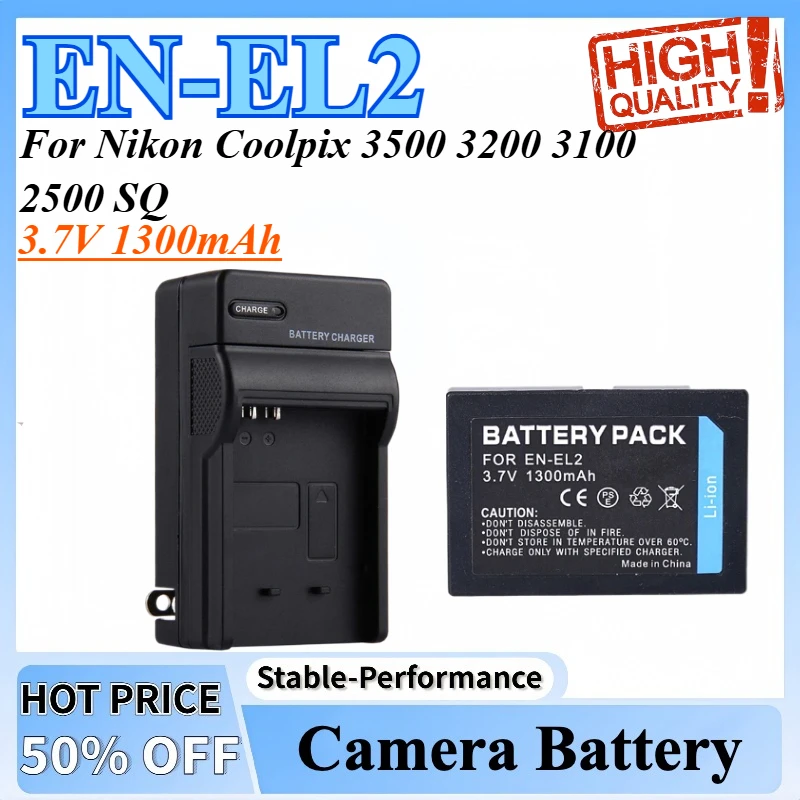 3,7 В 1300 мАч EN-EL2 ENEL2 EN EL2 литий-ионная аккумуляторная батарея для камеры Nikon Coolpix 3500 3200 3100 2500 SQ 3,7 В 1300 мАч EN-EL2 ENEL2 EN EL2 литий-ионная аккумуляторная батарея для камеры Nikon Coolpix 3500 3200 3100 2500 SQ