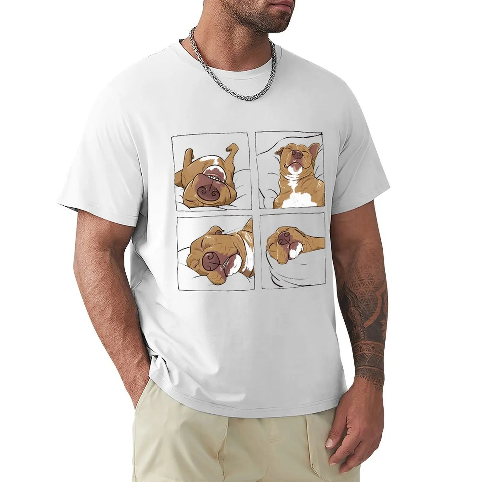 Funny Pitbull Lazy Gift For Dog Love Unisex T Shirts Graphic Cotton Streetwear Short Sleeve Birthday Gifts Vintage Style T-shirt