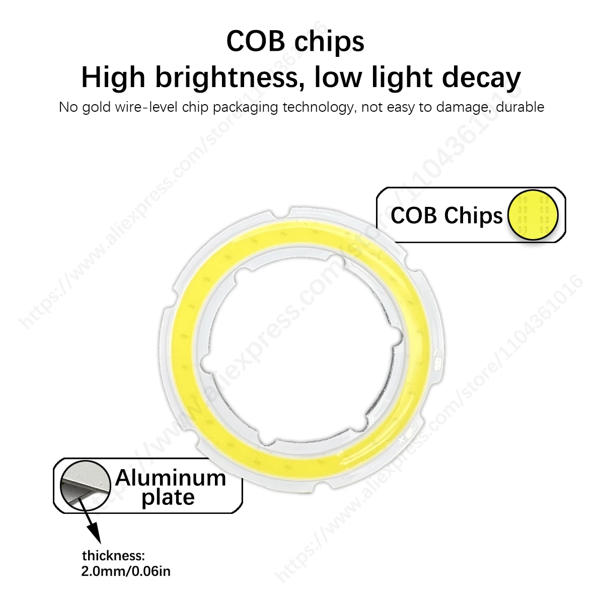 LED COB Ring Chip 3W 5W 7W 9W 11W Warm white Cold white Light Source DC12V 20mm-120mm Suitable for Car Lights DIY