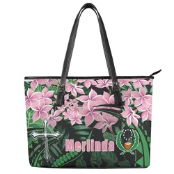 New Polynesian traditional tribal style Pattern Print custom Large Leather Tote Bag Shoulder Ladies Handbags and purses