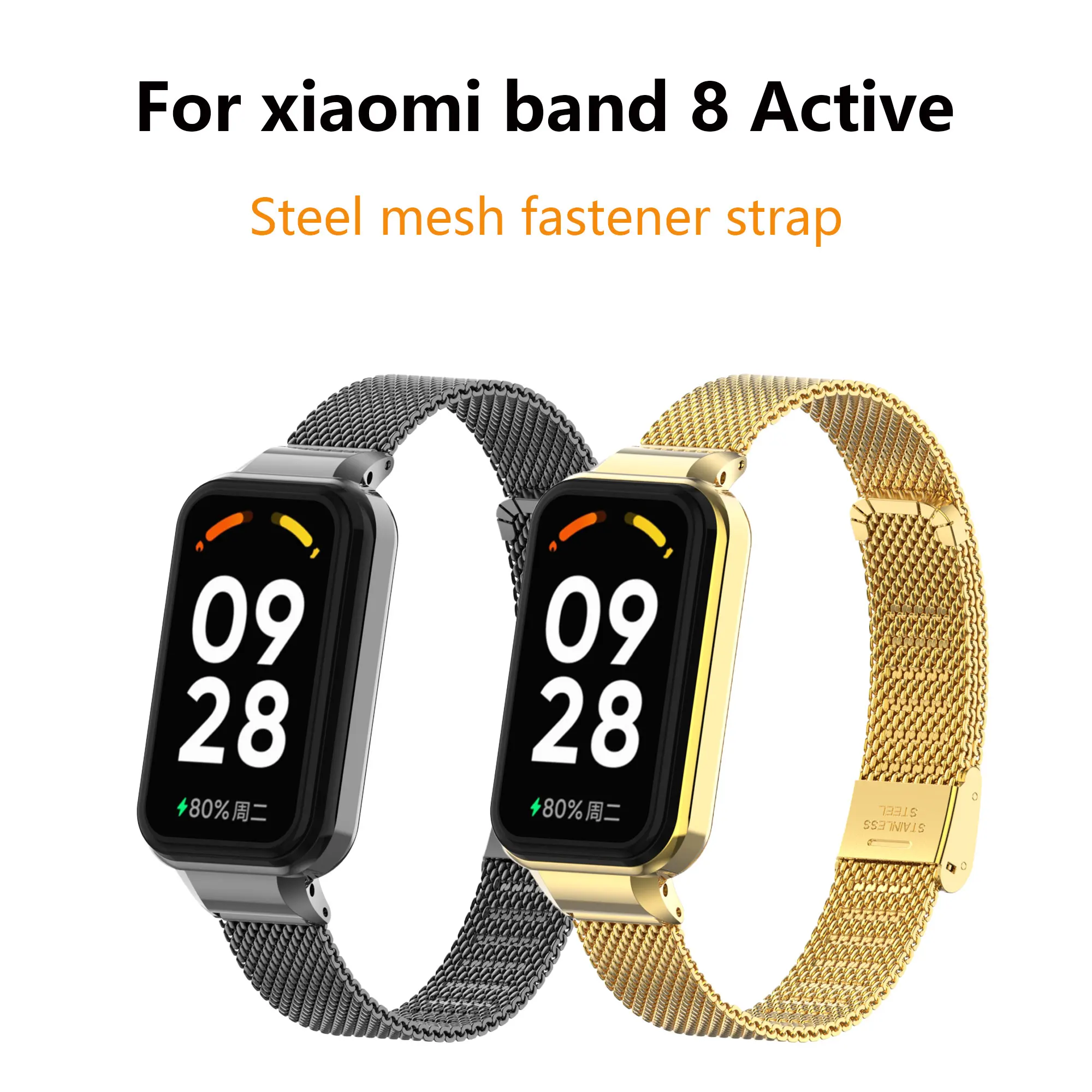 Stainless Steel Straps For Xiaomi Mi band 8 Active Watchband Luxury Metal Wristbands Bracelet For Mi Band 8 Active Belt