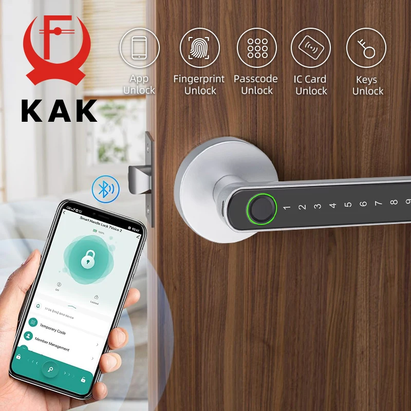 KAK قفل الباب الذكي بصمة دخول بدون مفتاح قفل الباب تويا الممغنطة مفاتيح البطاقة الممغنطة قفل الباب بكلمة مرور لغرفة النوم المنزل مكتب الفندق #1
