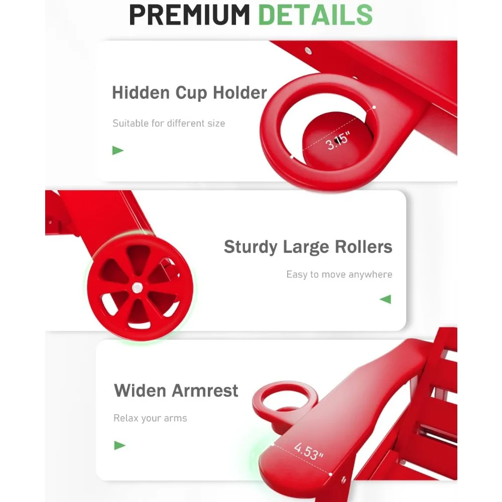 مجموعة كراسي صالة خارجية مكونة من 2، كرسي صالة قابل للتعديل بـ 6 أوضاع مع عجلات، كرسي صالة مع حامل أكواب لحمام السباحة #5