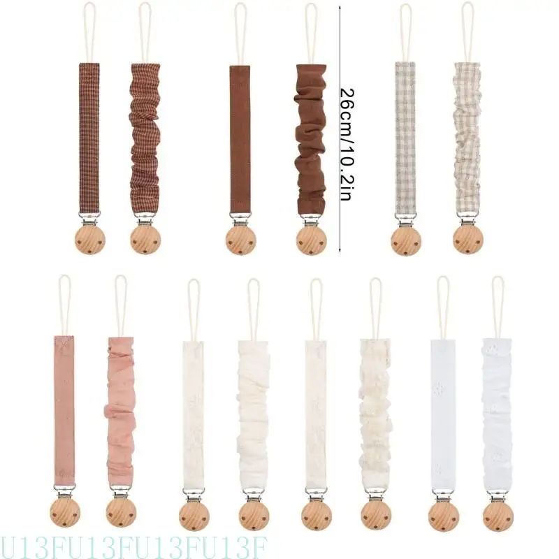 

U13F Set of 2Pcs Baby Pacifier Holder Clip Chain Teething Toy Strap Fall Prevention Soother Chain Simple Nipple Lanyard