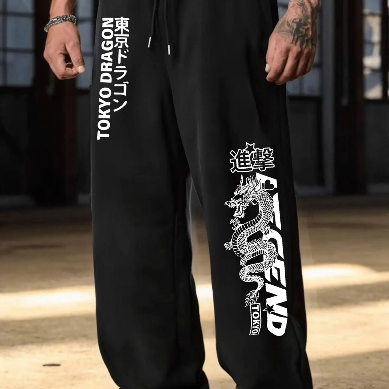 

Men's Versatile Solid Color Drawstring Loose Casual Sports Pants for Spring and Autumn Men's Outdoor Home Casual Pants