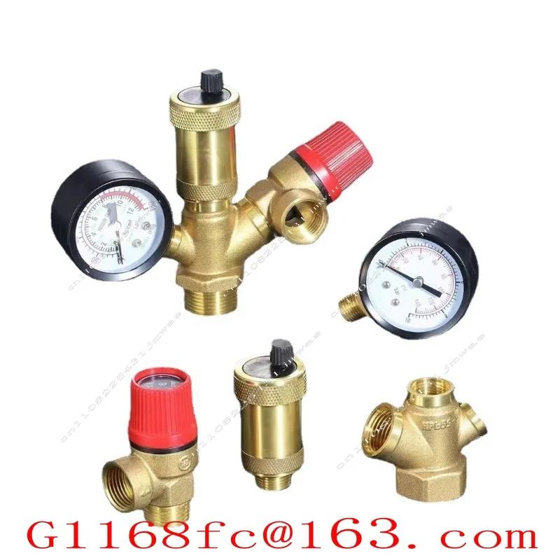 Heating Air Pressure Relief Valve Assembly Automatic Exhaust Water Tank Integrated Valve Pressure Gauge All Copper Bar Parts
