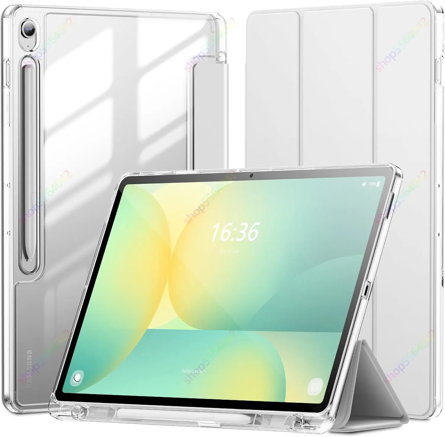 

Чехол для Samsung Galaxy Tab S10 FE Plus 13,1 дюйма SM-X620/X626, откидной чехол для планшета, кожаный чехол-подставка с гнездом для ручки