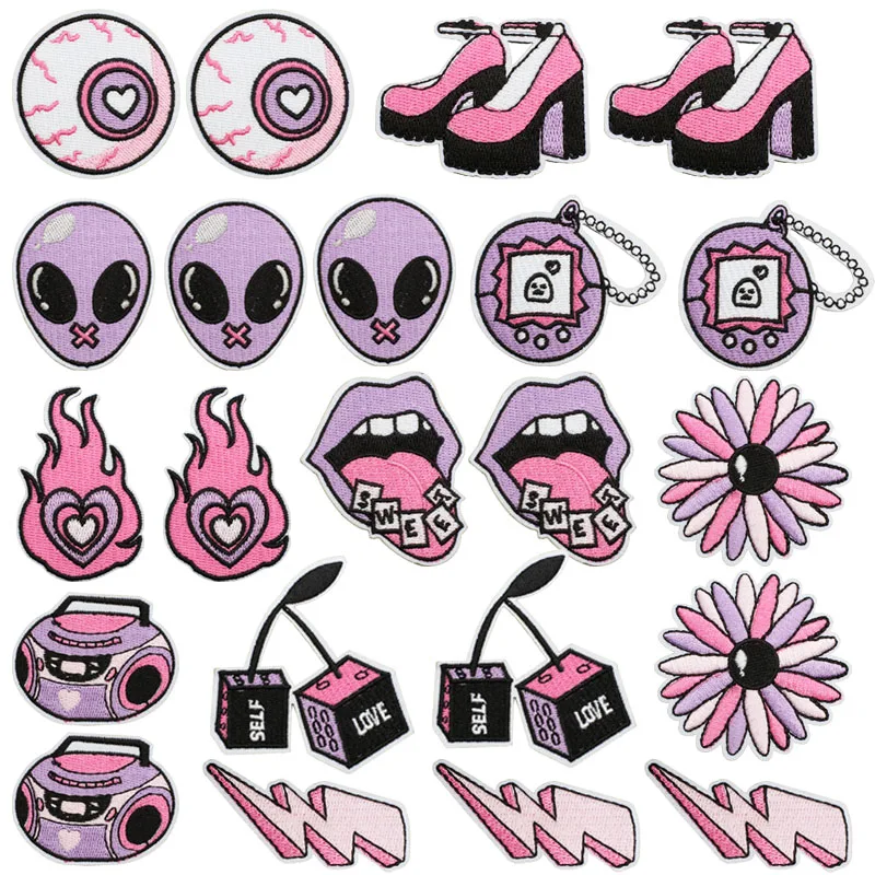 10 pcs/lot Wholesale Alien Applique Iron On Patches On Clothes Cartoon Embroidered Patches For Clothing Stickers Sewing Badges