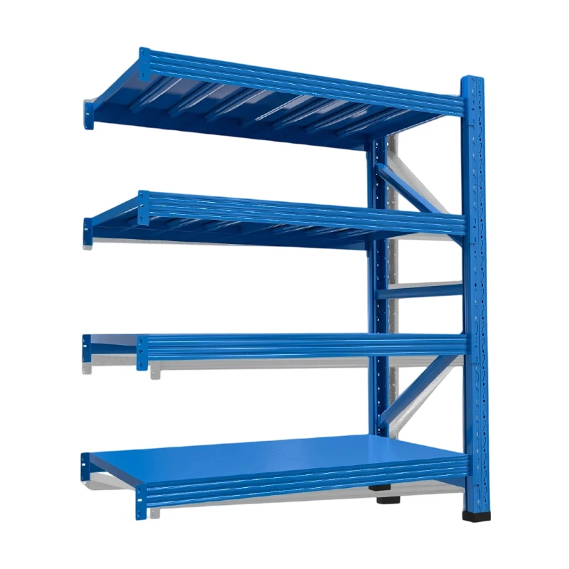 Complete Heavy Duty Steel Storage Setup Collapsible 4-Tier Boltless Rack with Powder Coated Finish for Factory Workshop Use