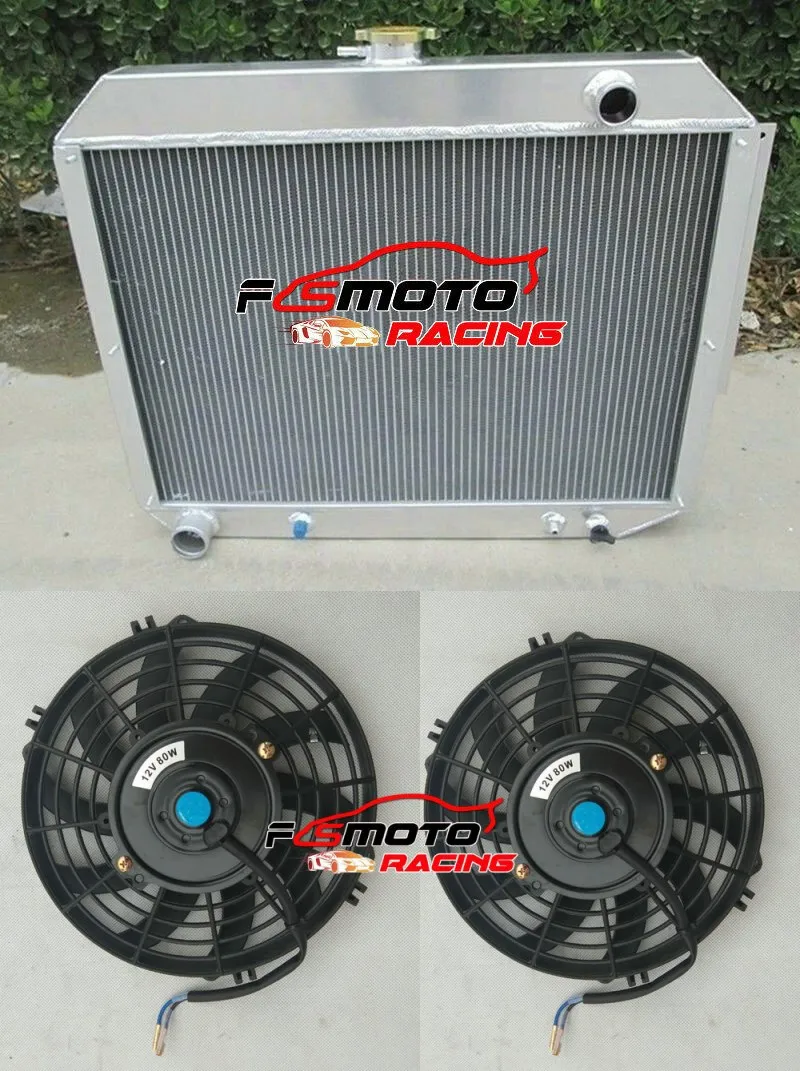 

3 Row 52mm Aluminum Radiator + Fans For Chrysler/Dodge Fit Polara/Plymouth 7.2 V866 1966-1970 1967 1968 1969