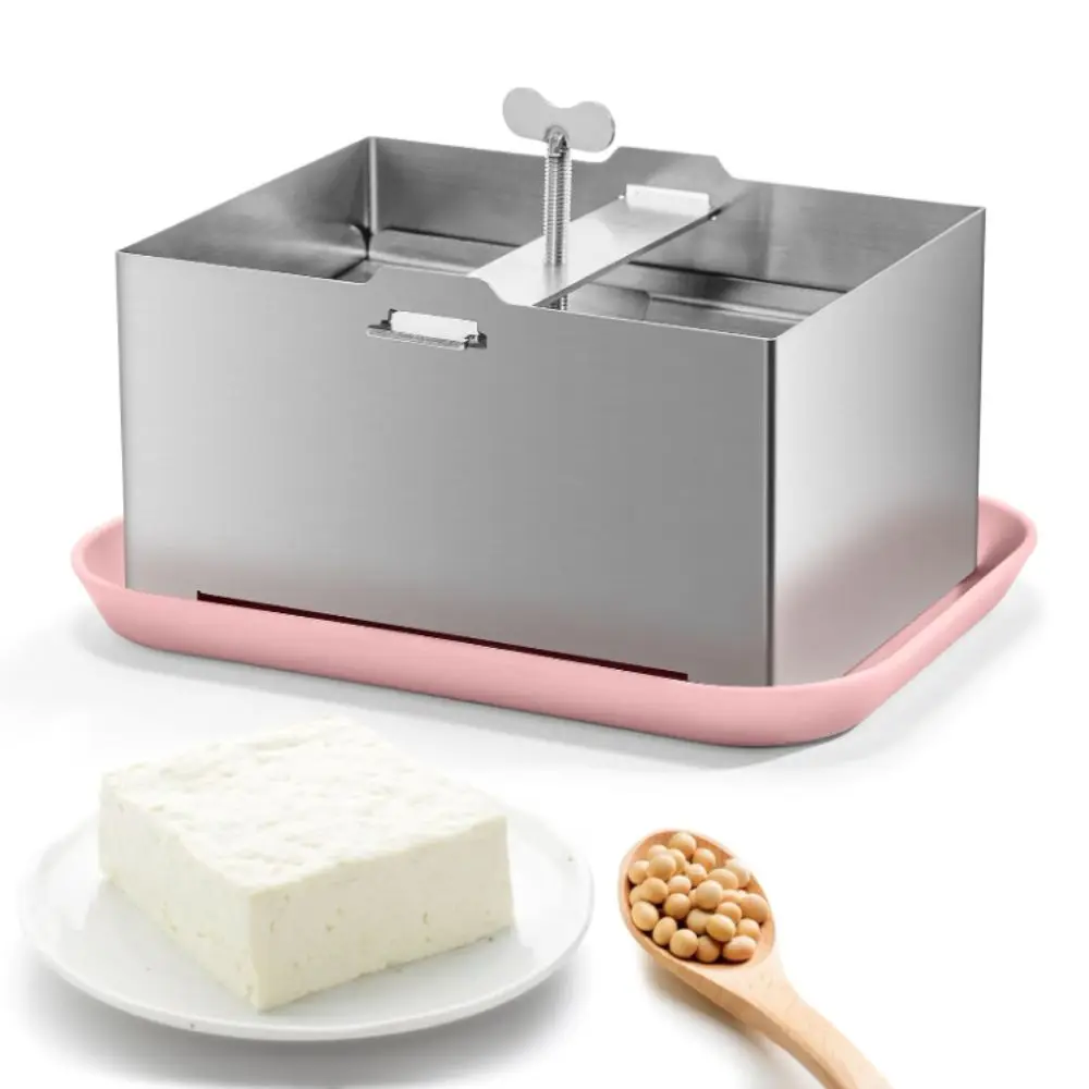 304 الفولاذ المقاوم للصدأ إلى فو الصحافة قالب قابل للتعديل الصدأ واقية صانع الرائب فول الصويا مع ثقب استنزاف لتقوم بها بنفسك Paneer صنع قالب المنزل