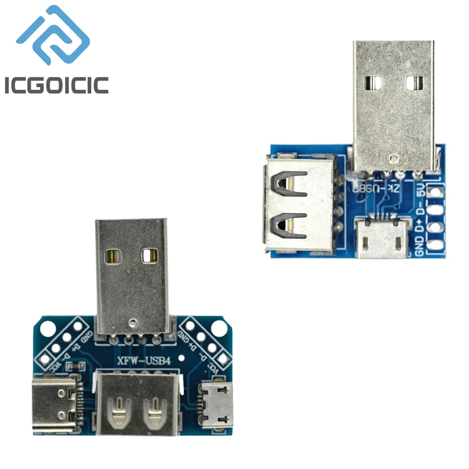 USB Adapter Board Male To Female To Micro, USB To Header/Type-C maicro 4P 2.54mm Power Supply Converter Module