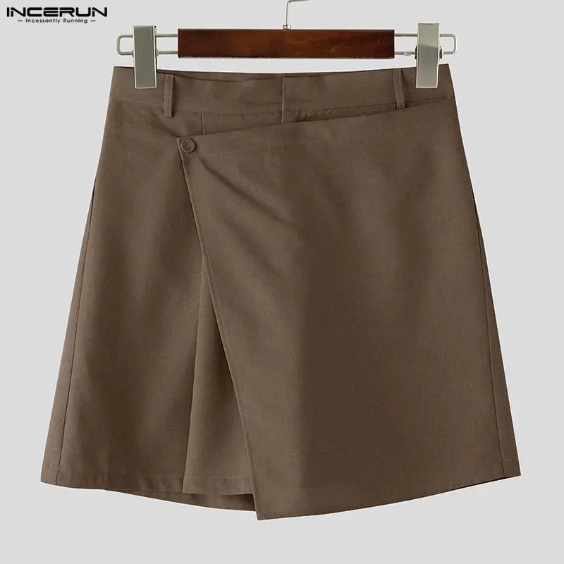 

Мужские шорты INCERUN, однотонные, свободные, повседневные, с широкими штанинами, уличная мода, лето 2026, мужская одежда