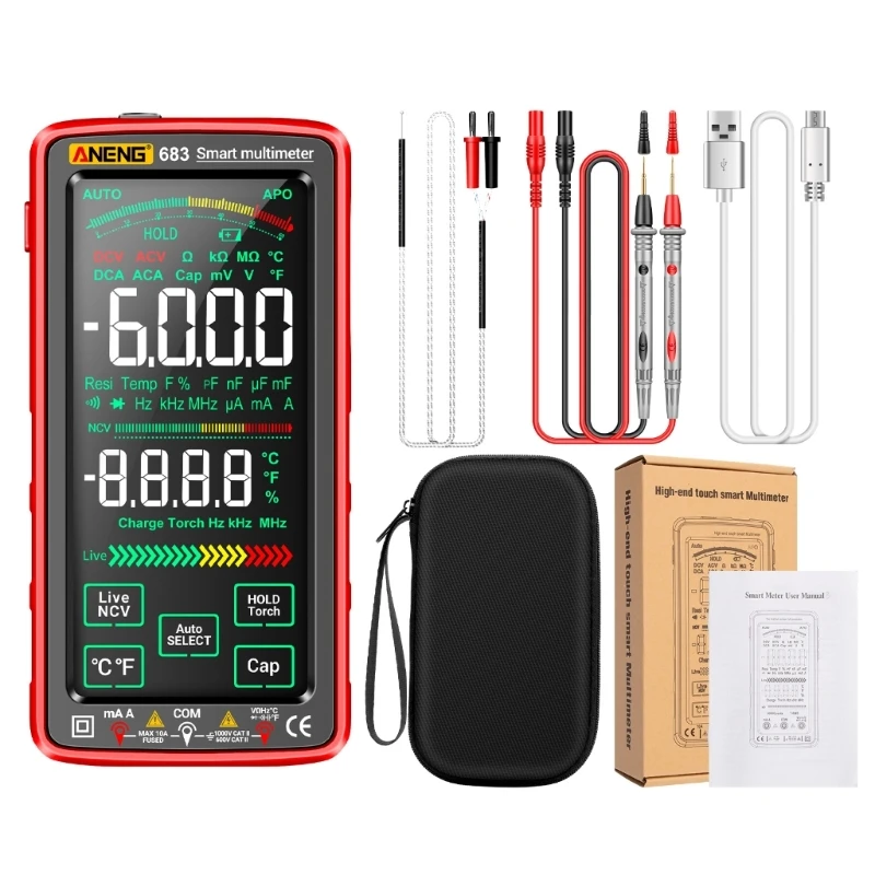 

Multimeter AC-DC Voltage-Current Resistance Capacitance Diode NCV Hz-Tester Backlit Display Digital Temperature Dropship