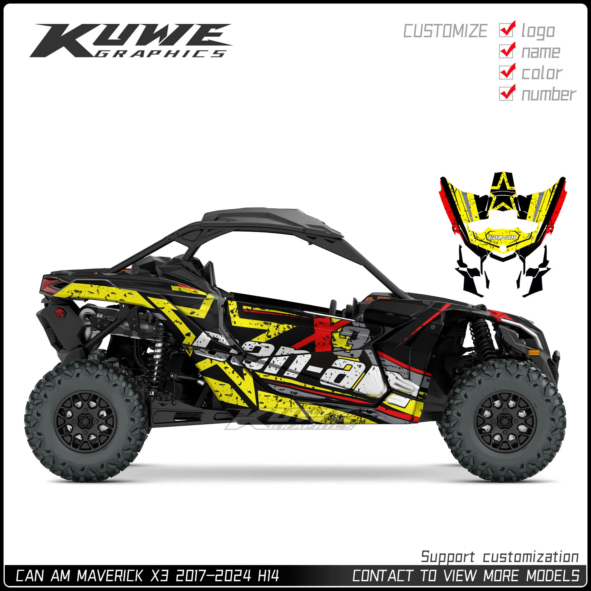 

Подходит для Can Am Maverick X3 2017 2018 2019 2020 2021 2022 2023 2024, комплект графических наклеек, наклейка по индивидуальному заказу