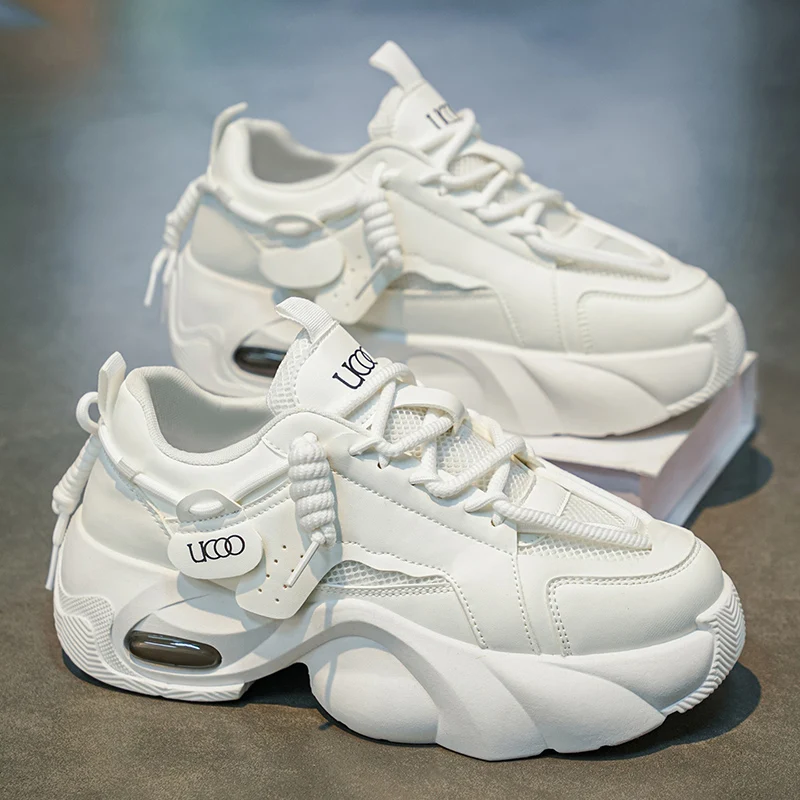 Trendy Thick-Soled Air-Cushioned Dad Shoes, Breathable Mesh That Doesn'T Make Your Feet Stuffy, Unique Color-Blocking Design, Height-Increasing and Slimming Effect, Soft and Shock-Absorbing Sole, Suitable for Daily Travel, Commuting, and Sports Wear, Available in Multiple Colors, Versatile Casual Sneakers