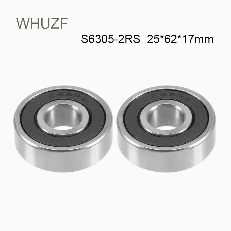 

WHUZF 2PCS S6305RS Bearing 25*62*17 mm ABEC-3 440C Stainless Steel S 6305-2RS Ball Bearings 6305 Stainless Steel Ball Bearings