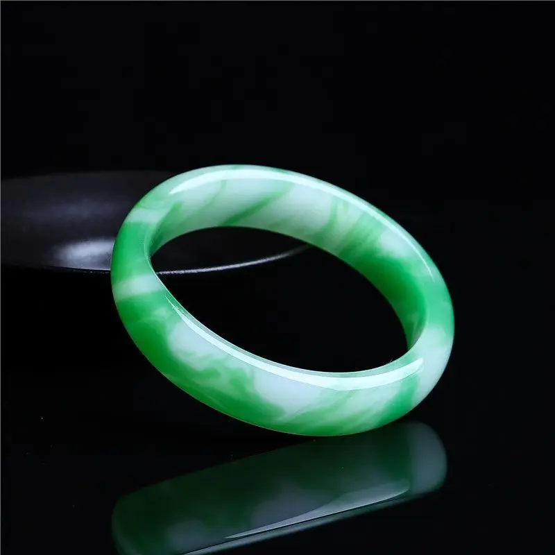 Jade Cuiyu Women's Bracelet Ice Waxy Wide Round Bar Bracelet