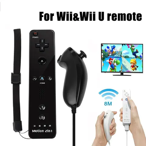 Nintendo Wii/Wii U 조이스틱 2 In 1 무선 원격 게임 패드 컨트롤러 세트 실리콘 케이스가 포함된 옵션 모션 플러스 비디오 게임