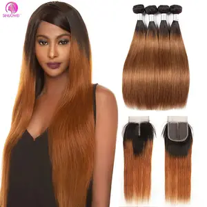 Miss Origin Straight Hair Extensions Ombre TT1B/Bug w/ newest HD Lace Part Closure