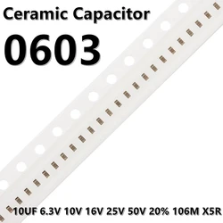 (100pcs) 0603 10UF 6.3 10V 16V 25V 50V 20% 106M X5R 1608 kondensatory ceramiczne SMD