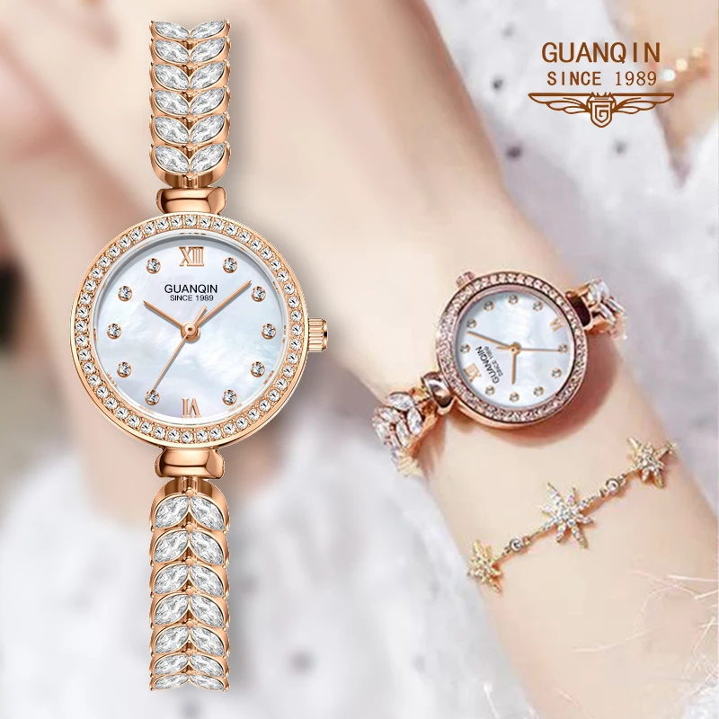 GUANQIN Quartz Watch For Women Luxury Business Elegant Dress Gold Ladies Bracelet Wristwatch Original Brands Waterproof Gift Box