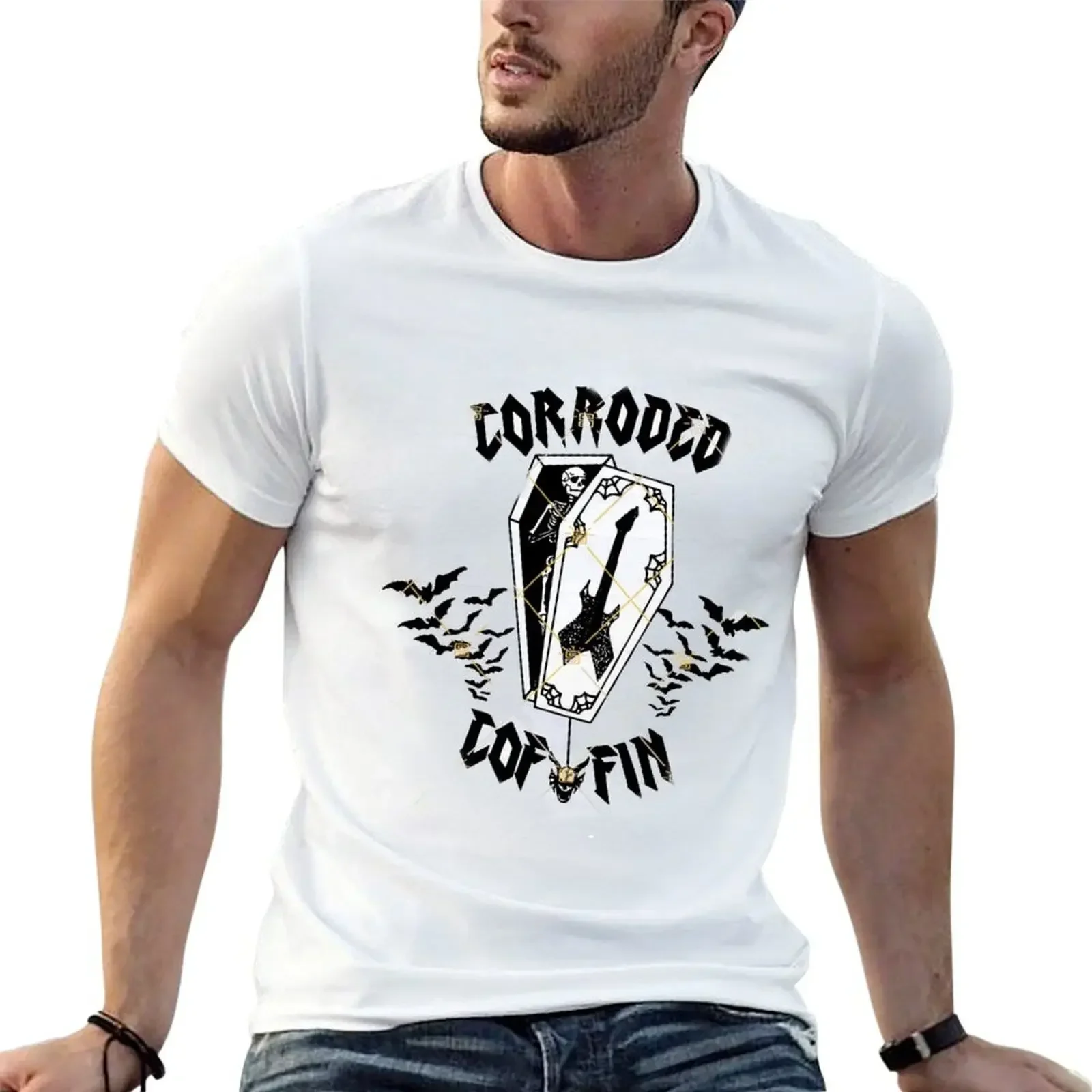 CORRODED COFFIN T-Shirt vintage basketball graphic tees rapper graphic tees cheap stuff T-shirts for men cotton