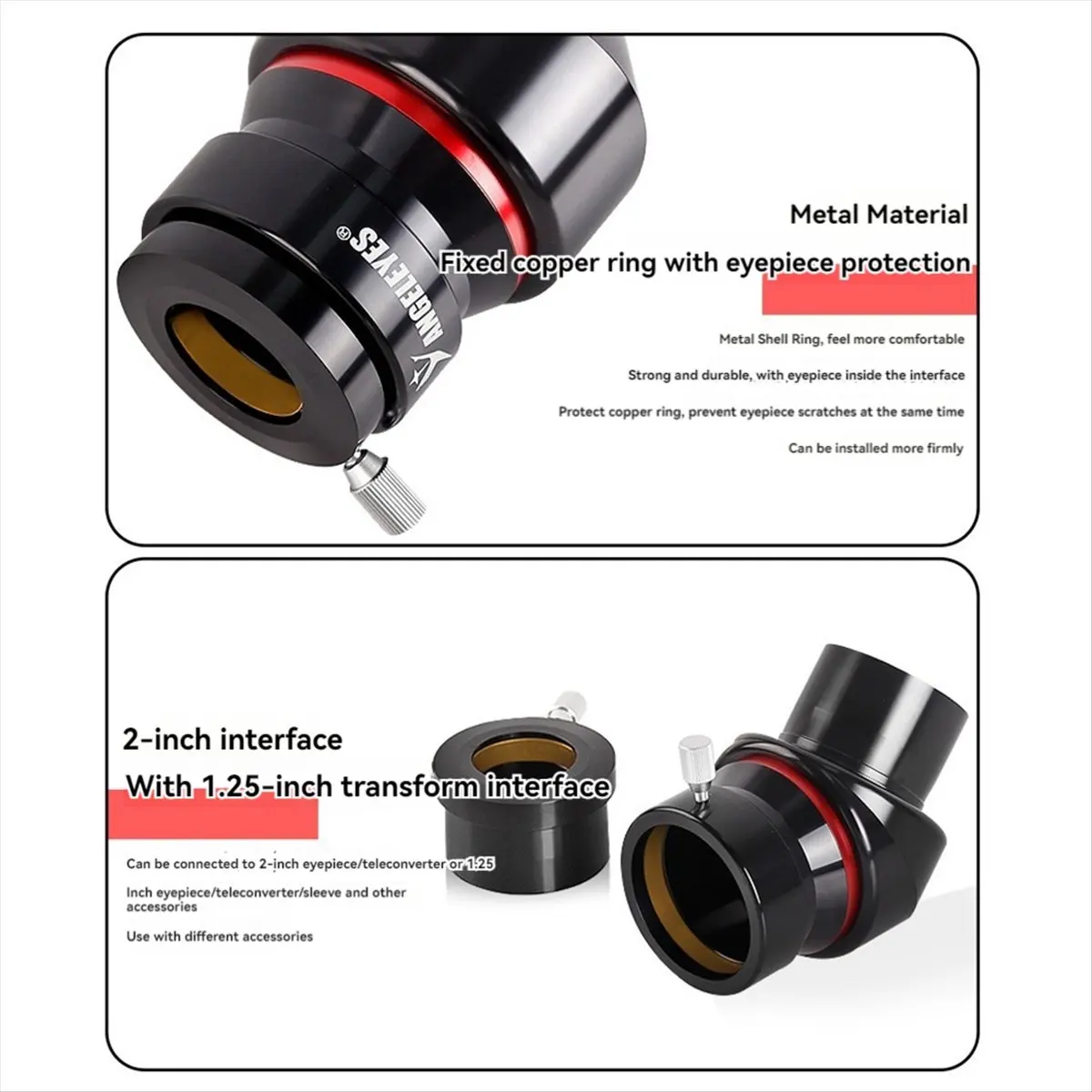 A72U Angeleyes Astronomical Telescope 2 Inch 45 Degree Erecting Prism Diagonal Mirror for Astronomical Telescope