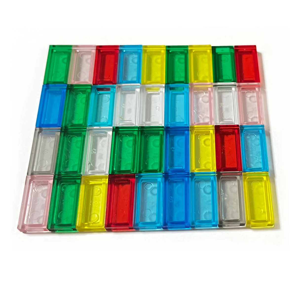 100PCS/LOT Plate1x2 Tile1x2 Transparent Building Block MOC Parts Toys For Pixel Art Compatible 3023 and 3069 Mixed Colors