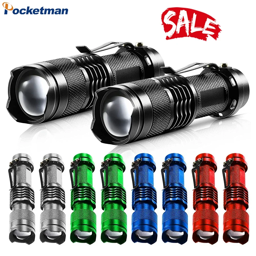 

Mini Q5 LED Flashlight Bright Penlight Zoomable Camping Lantern Outdoor Waterproof Pocket Torch with Clip Aluminum Alloy Lamp