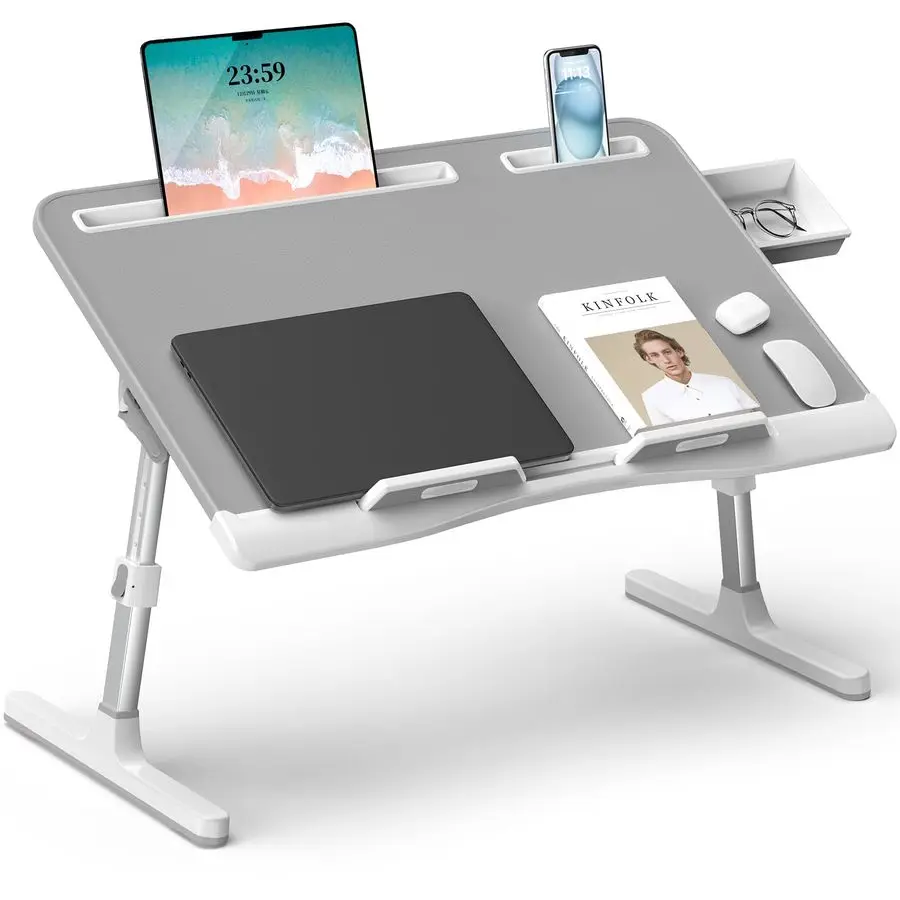 

Bed Desk, XLarge Leather Adjustable Computer Bed Table Tray, Foldable Laptop Lap Desk for Bed Sofa Couch Floor Writing Eating W