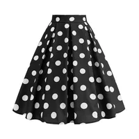 Vintage Women's Summer Skirts High Waist Polka Dot Print Red White Black Elegant 50s Midi Tunic Knee Length - Image 5