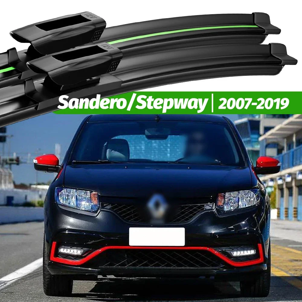 

For Renault Sandero Stepway 2007-2019 2pcs Front Windshield Wiper Blades 2008 2012 2015 2016 2018 Windscreen Window Accessories