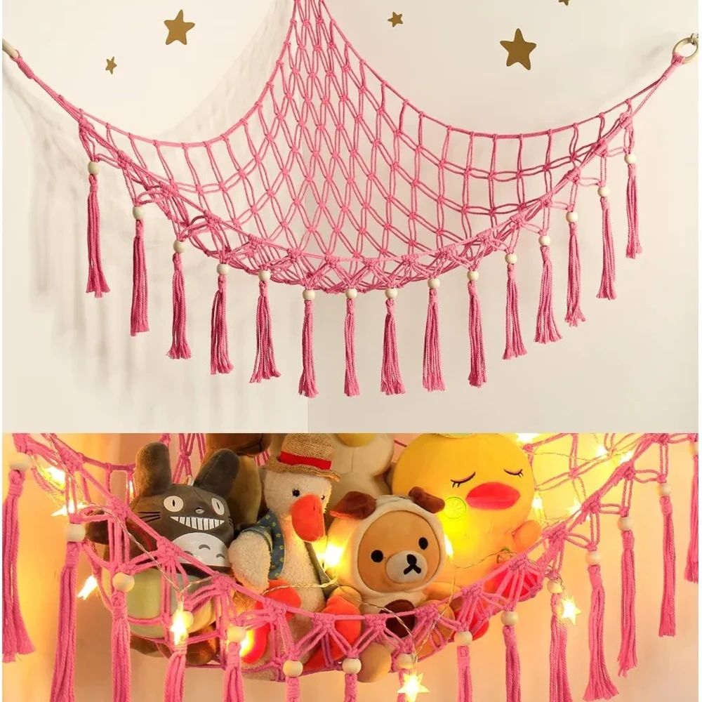 

1PC Toy Hammocks Wall Corner Hanging Storage Net Baby Animal Rope Hammock Bag Stuffed Animal Hammock Cotton Einziehbares Netz