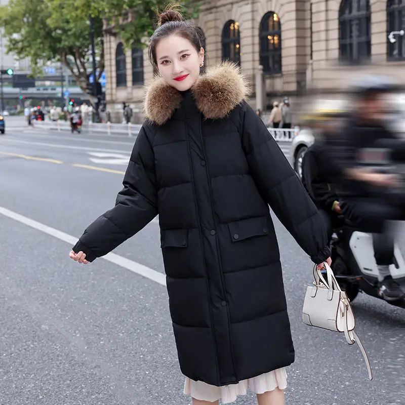 Chaqueta larga de algodón para mujer, abrigos de plumón coreanos, abrigo de invierno para mujer, abrigo frío, chaqueta acolchada, 2023