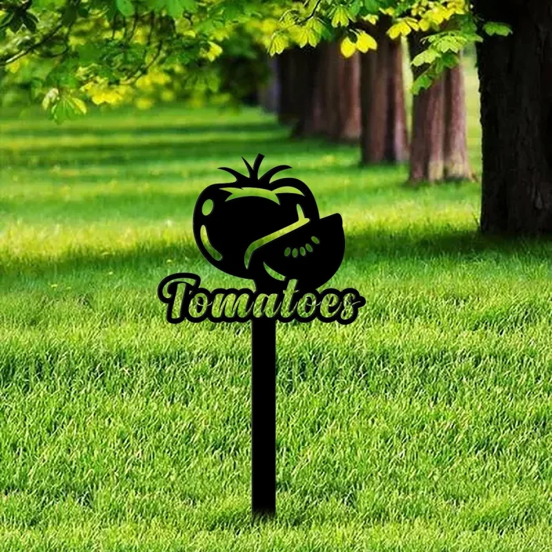 Tomato plantation vegetable garden markers, creative ground stakes, iron art metal crafts