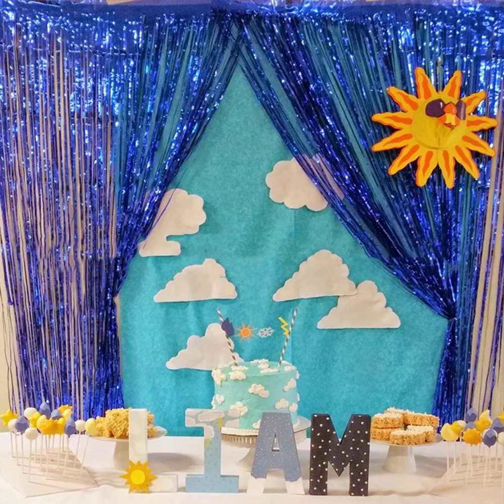1*2M Shimmering Rain Curtain for Party Background Decoration for Weddings and Birthdays PET Material Easy to Hang