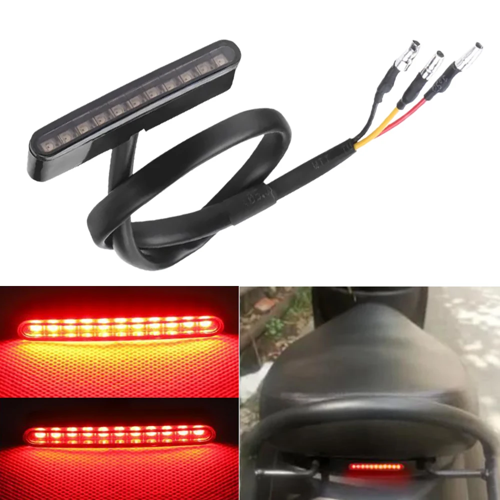 

1pc 12V Motorcycle 11LED Rear Tail Light Brake Stop Light Lamp Red Warning Light Universal 3 Wires