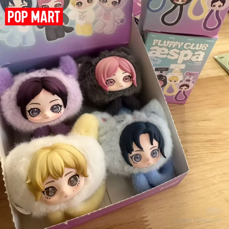 

POP MART X Aespa Fluffy Club Series Phone Lanyard Blind Box Official Genuine Anime Character Collectible Ornaments Toys Gifts ﻿
