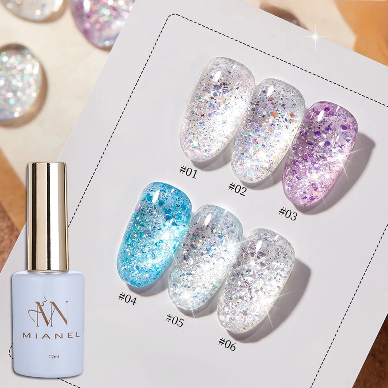 

MIANEL 1pcs 12ML Summer Bubble Ice Tea Series Strobe Glitter Gel Nail Polish Flash Nail Polish White Nails Blue Nails Nail Art